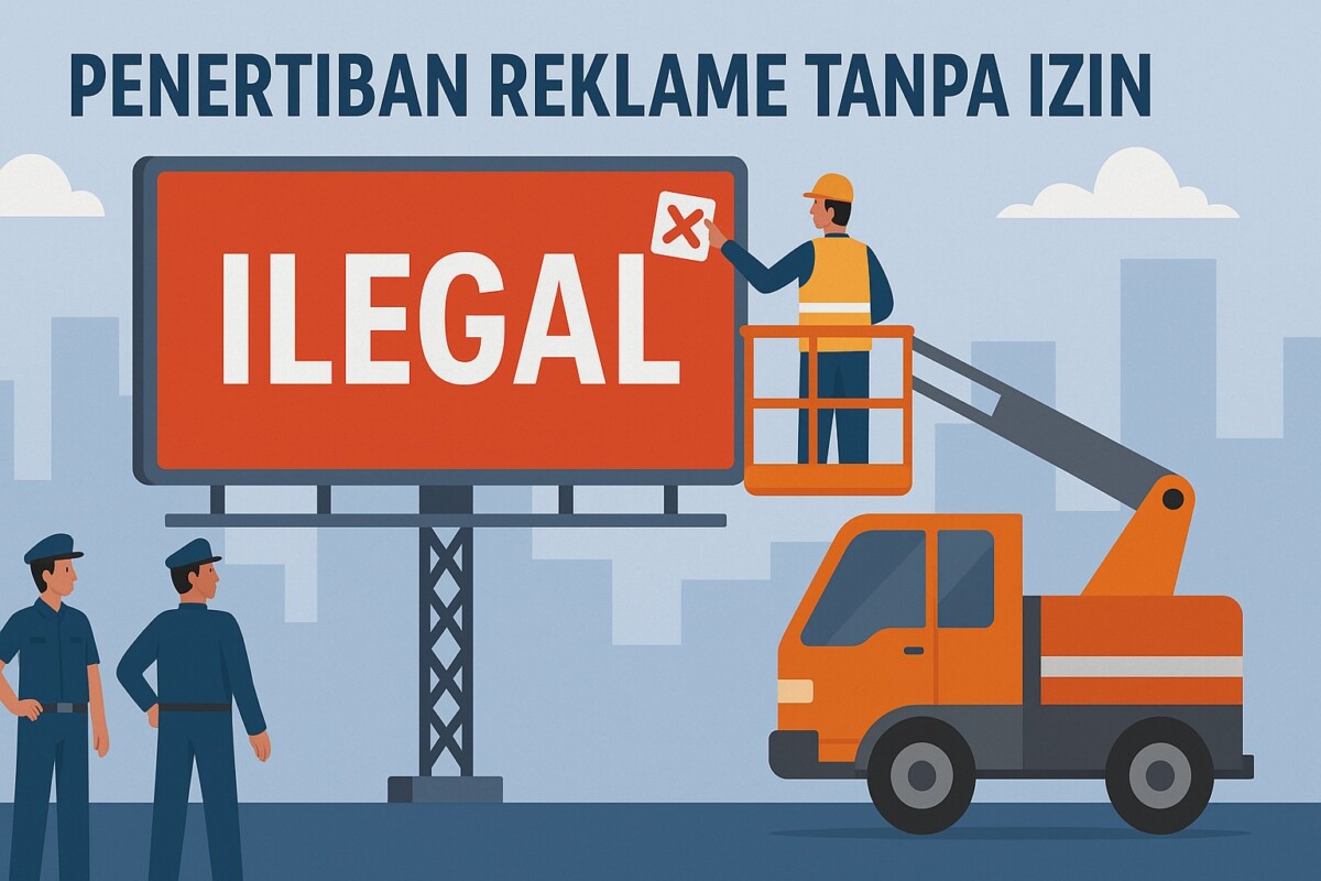 Foto Ilustrasi : Penertiban Reklame Tanpa Ijin