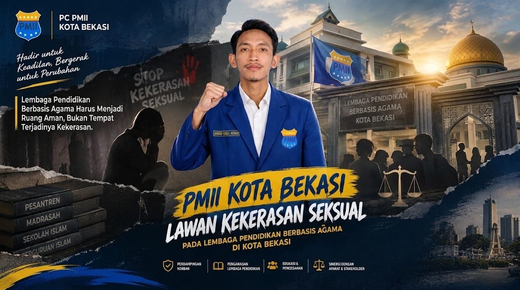 Ketua Bidang Komunikasi dan Hubungan Antar Lembaga PC PMII Kota Bekasi Ahmad Sabili Azhari saat menyoroti kasus pelecehan seksual di lembaga pendidikan keagamaan di Kota Bekasi, Sabtu 10 Oktober 2026.